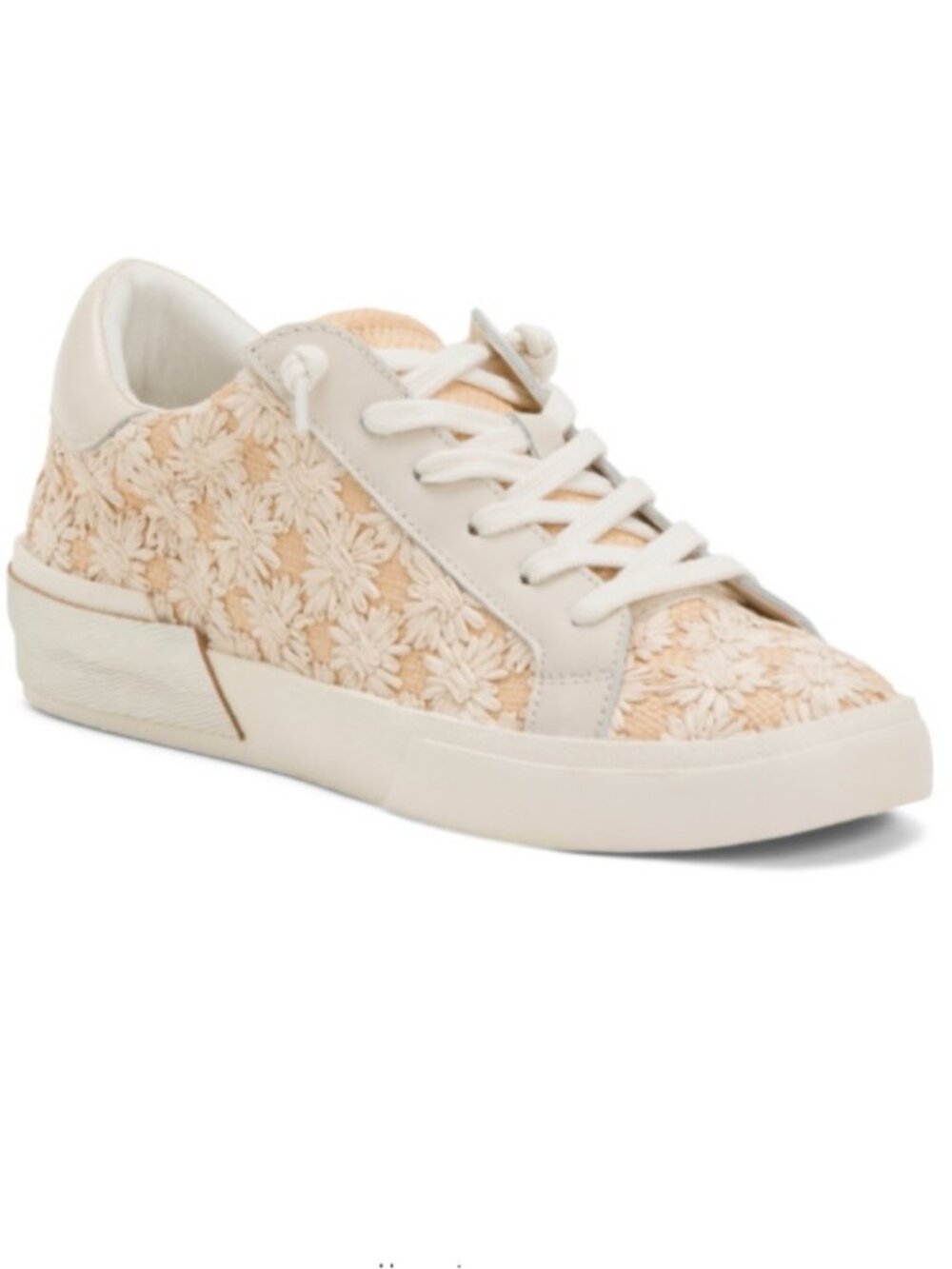 Dolce Vita Women's Beige Floral Lace Low-Top Sneakers